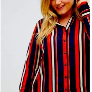 NWT ASOS Curve New Look - Stripe Collard Blouse